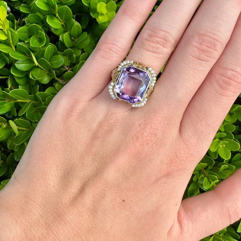 Amethyst and Pearl Ring