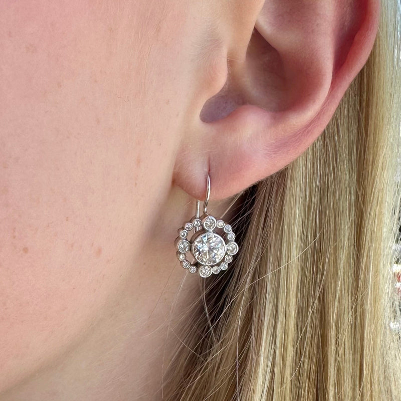 Vintage Inspired Diamond Halo Earrings