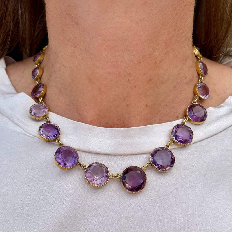 10k amethyst riviere necklace