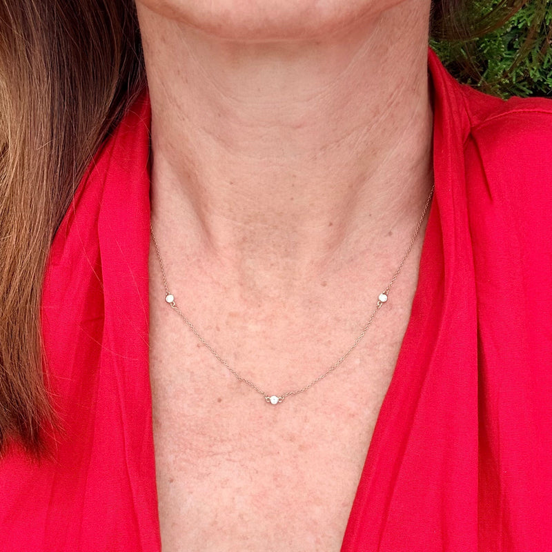 Lab grown diamond station necklace