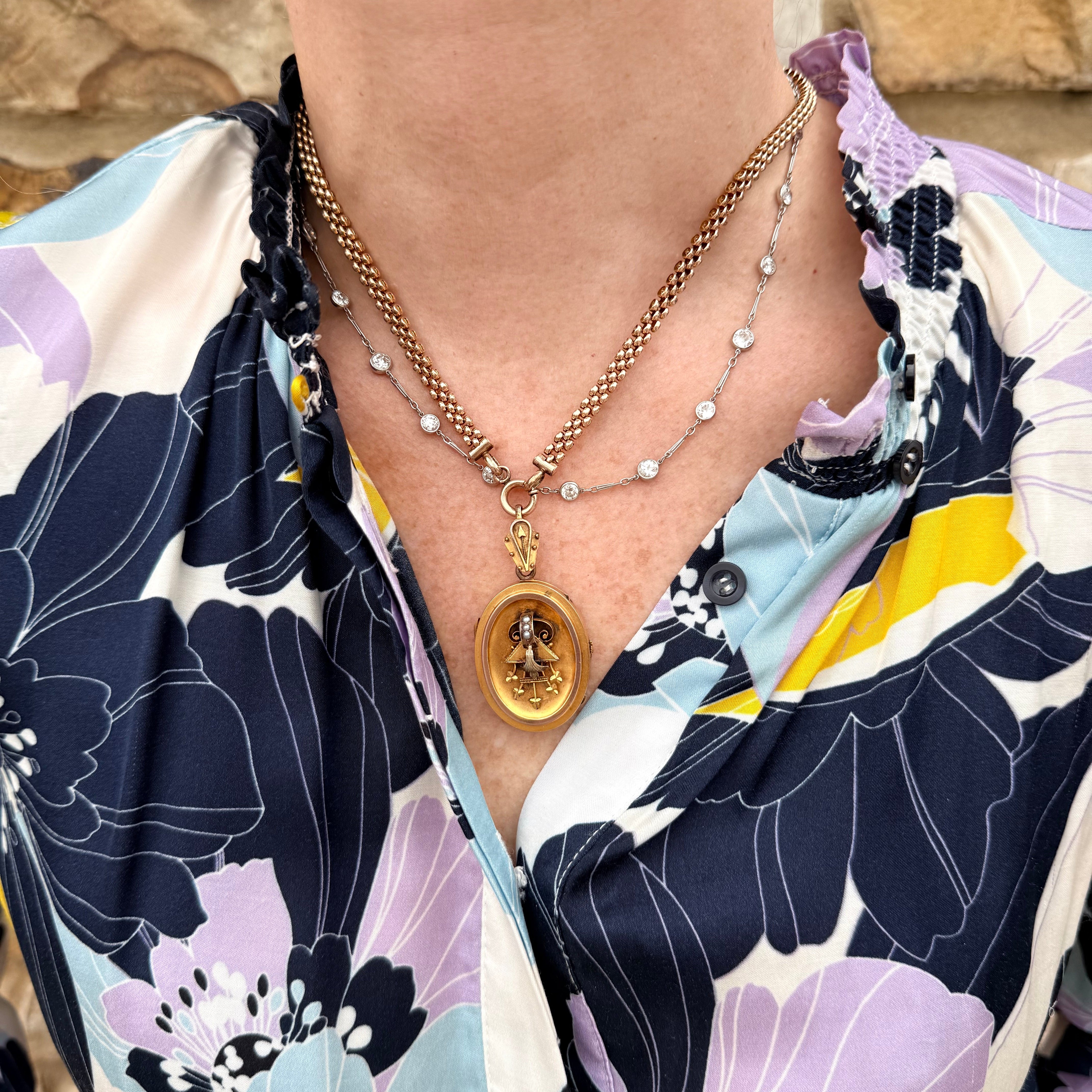 Victorian gold and pearl locket