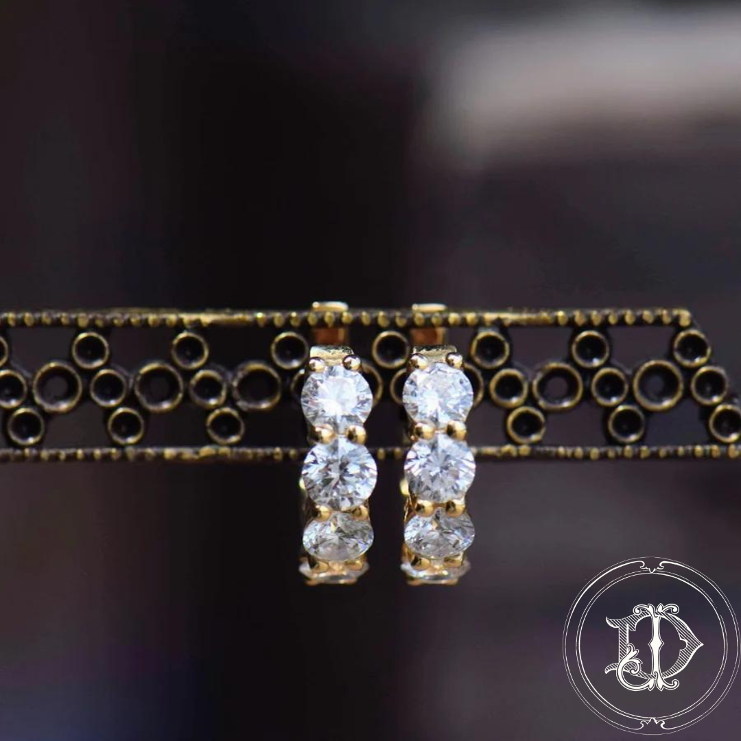 Large Yellow Gold Diamond Huggies