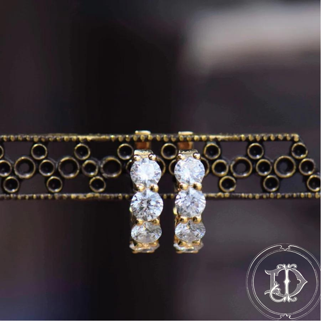 Large Yellow Gold Diamond Huggies
