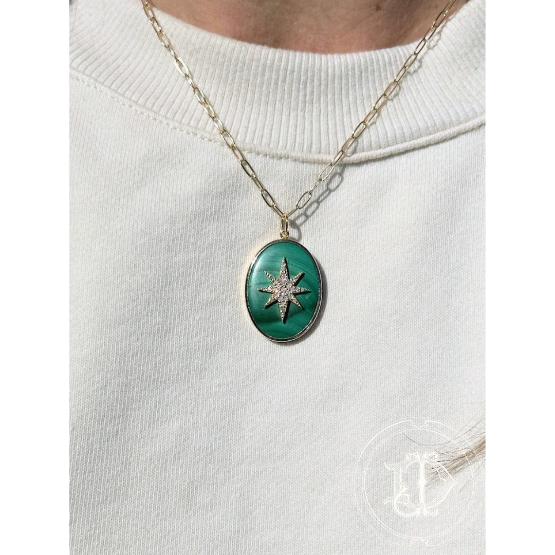 Malachite and Diamond Pendant