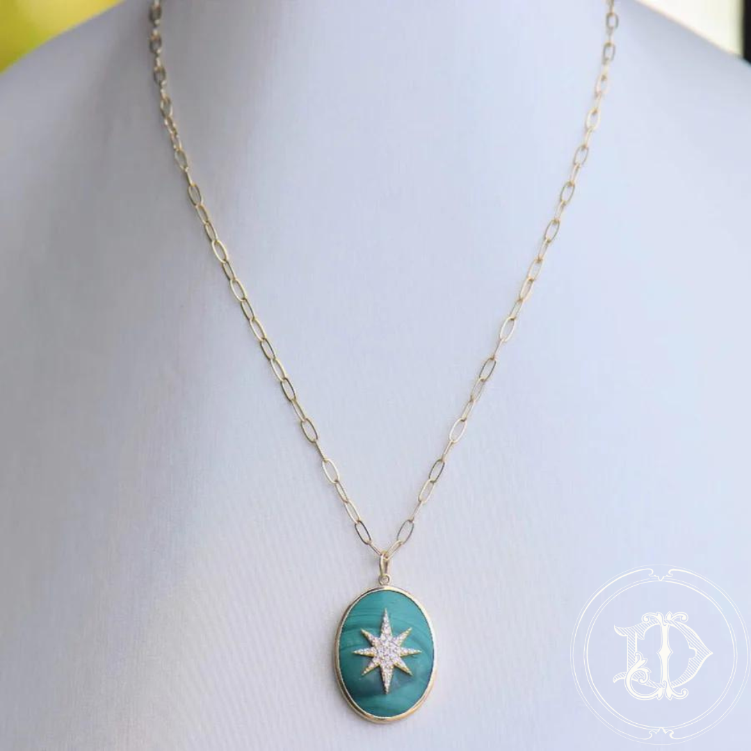 Malachite and Diamond Pendant