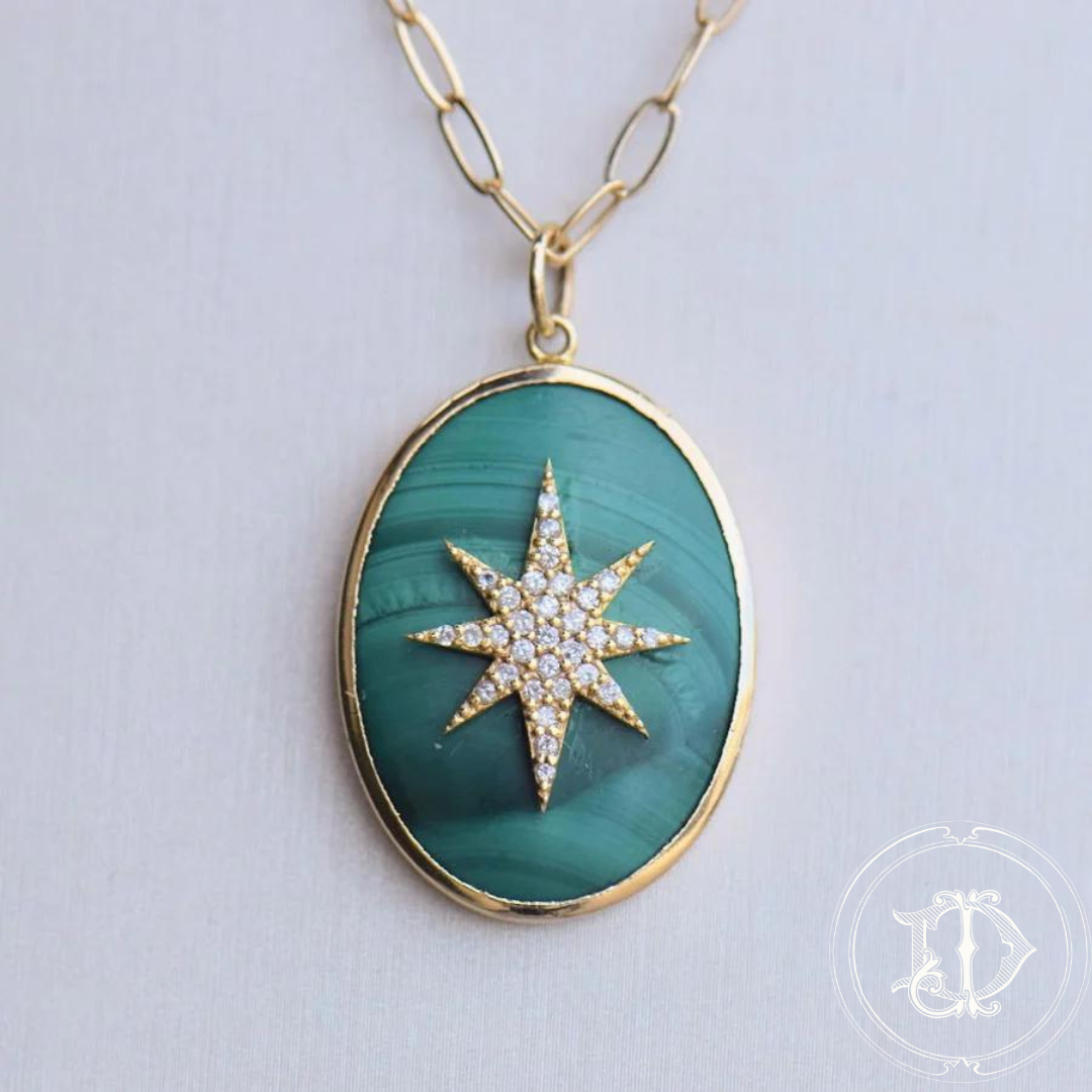 Malachite and Diamond Pendant