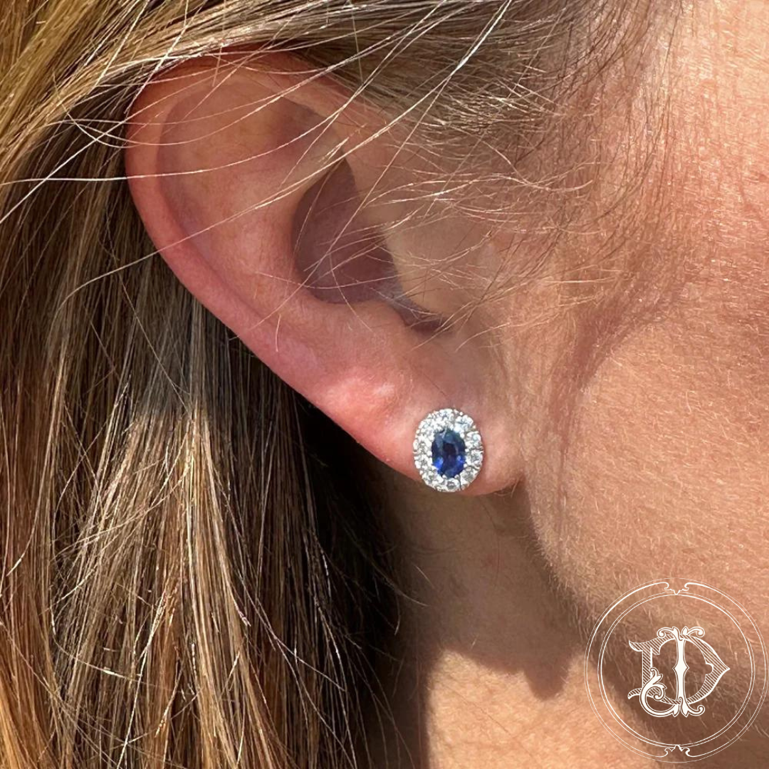 Sapphire and Diamond Halo Earrings