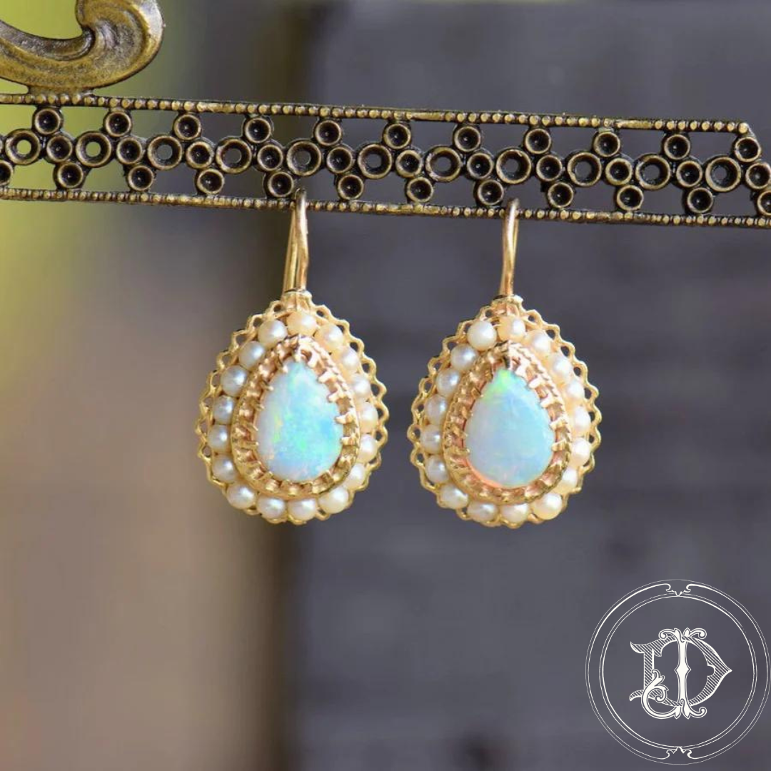 Victorian Opal and Pearl Earrings