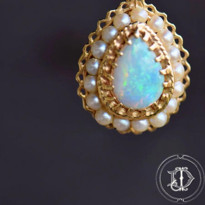 Victorian Opal and Pearl Earrings