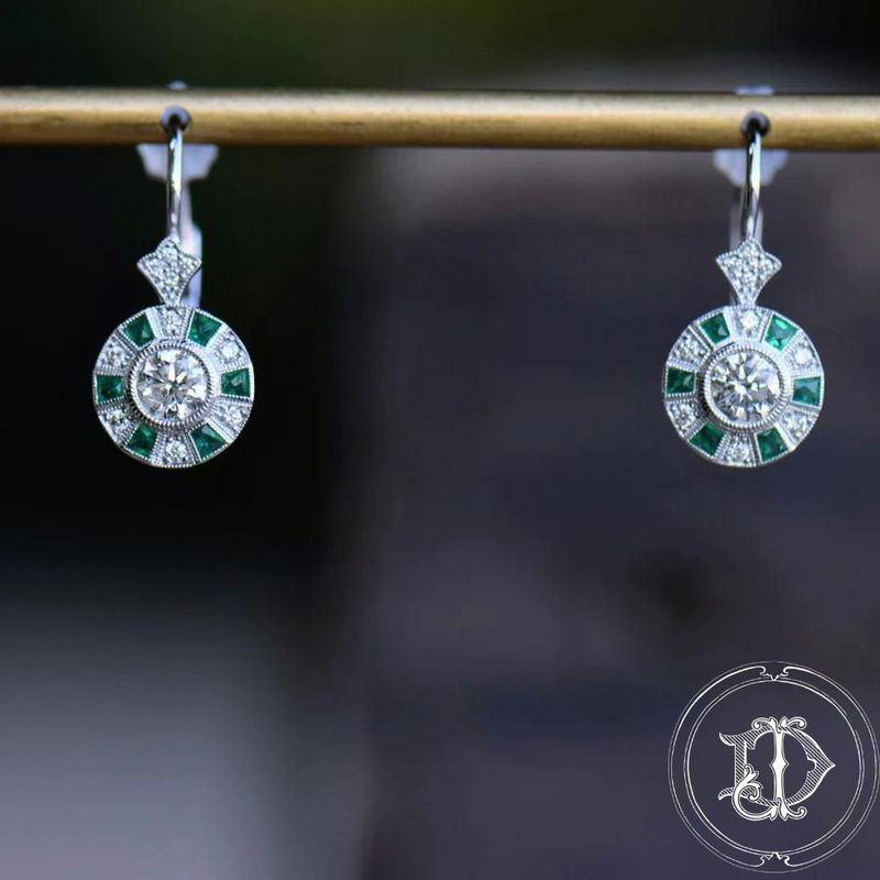 Vintage Inspired Diamond and Emerald Drops