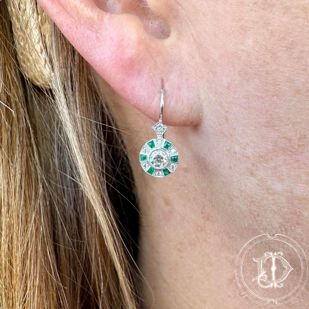 Vintage Inspired Diamond and Emerald Drops