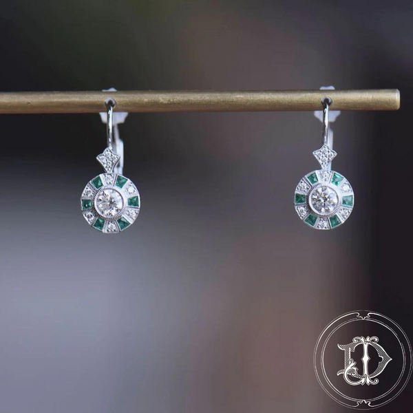 Vintage Inspired Diamond and Emerald Drops