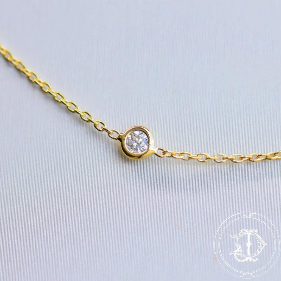 Yellow Gold Diamond Station Necklace