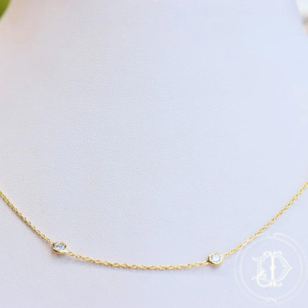 Yellow Gold Diamond Station Necklace