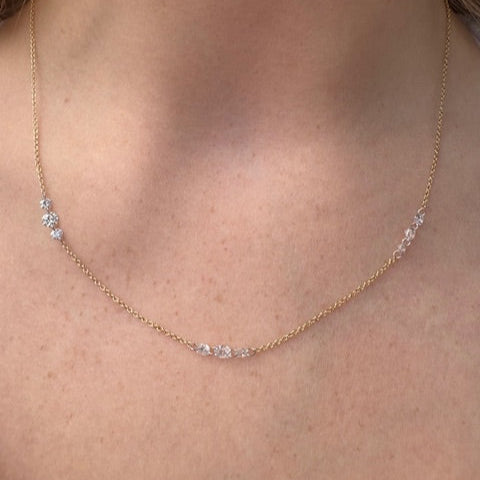 Floating Lab Grown Diamond Station Necklace