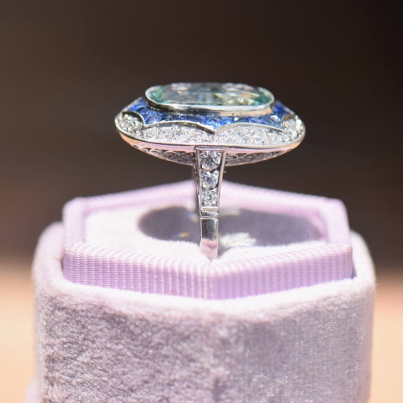 aquamarine diamond and sapphire ring