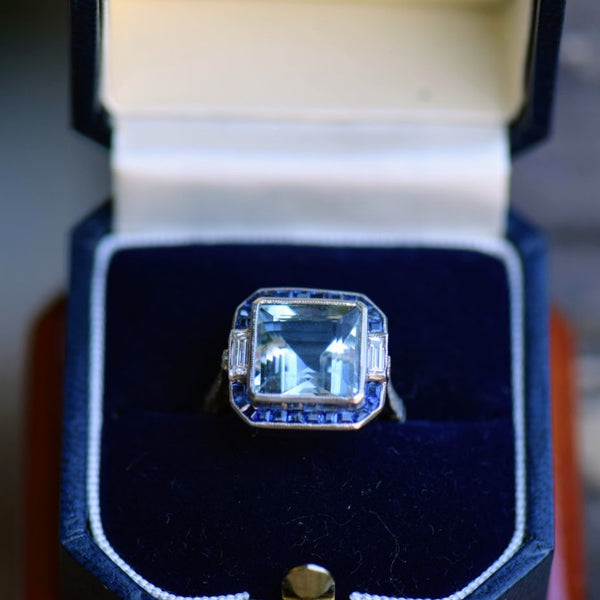 Aquamarine Sapphire and Diamond ring