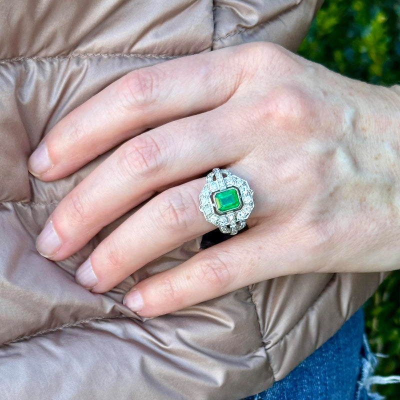Emerald and Diamond Estate Ring