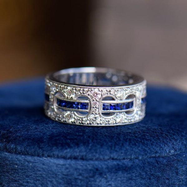 Diamond and Woven Sapphire Band