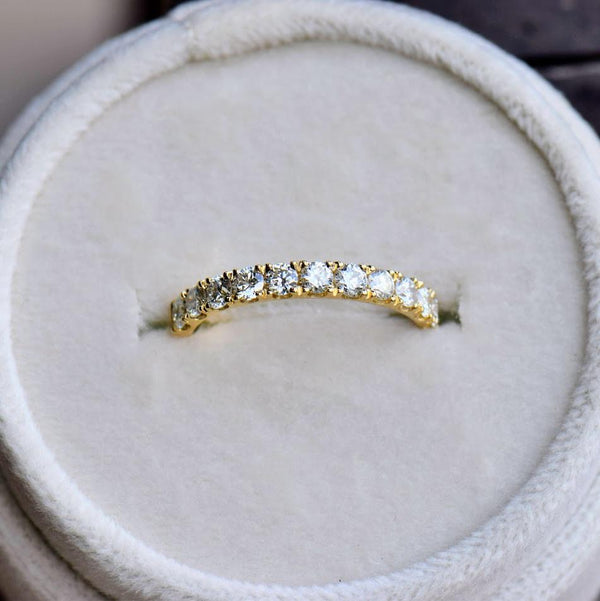 0.75ct yellow gold round diamond half eternity band