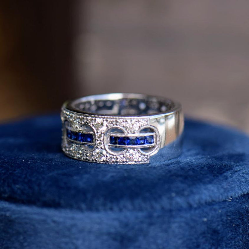 Diamond and Woven Sapphire Band