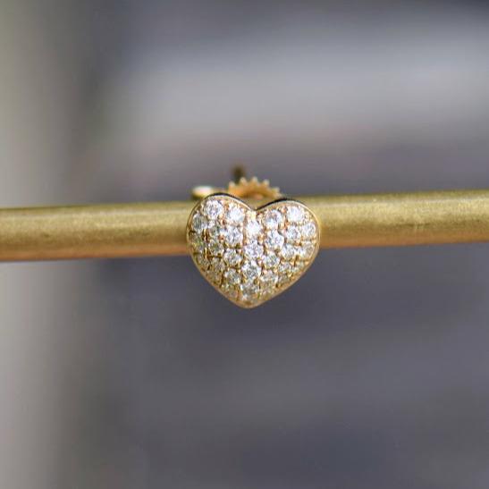 Yellow Gold Diamond Heart Studs