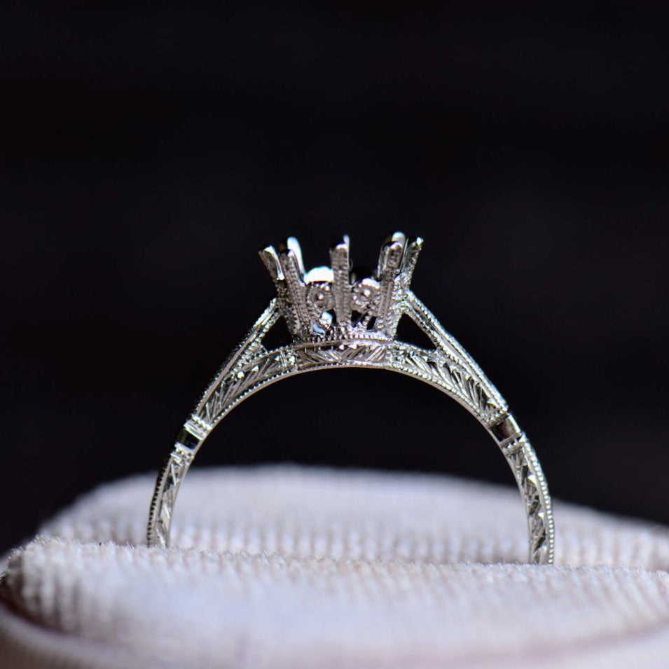 Antique Inspired Eight Prong Diamond Semi Mount