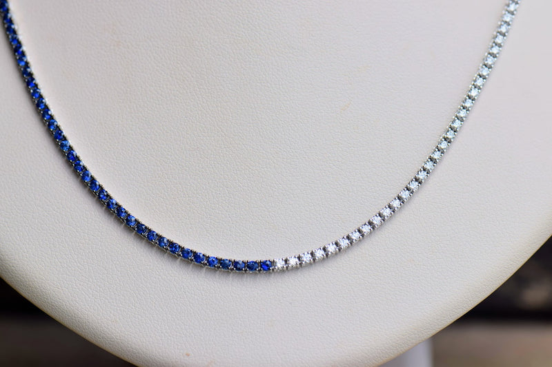 Diamond and Sapphire Tennis Necklace