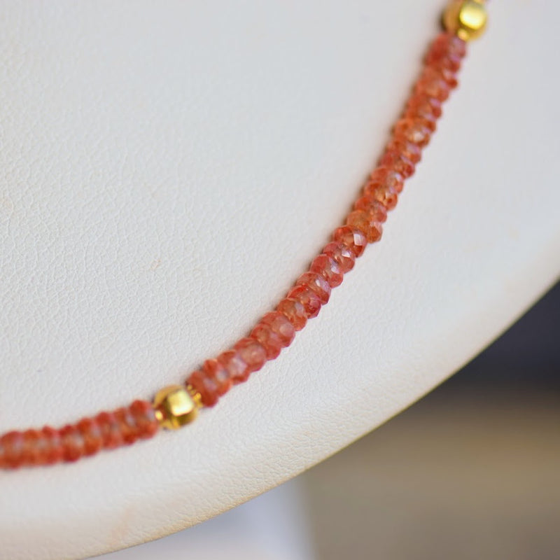 Orange Sapphire Beaded Necklace