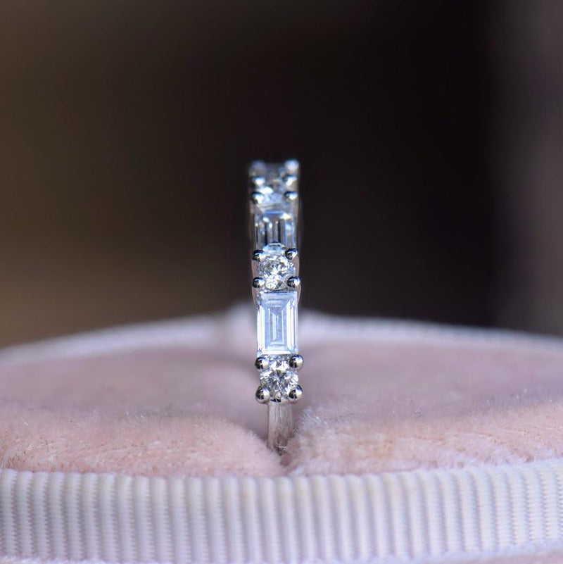 Round and Baguette Diamond Band