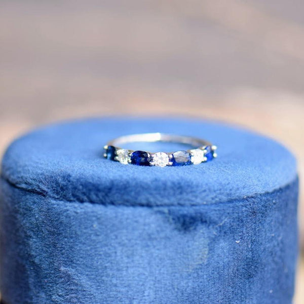 oval sapphire and diamond band