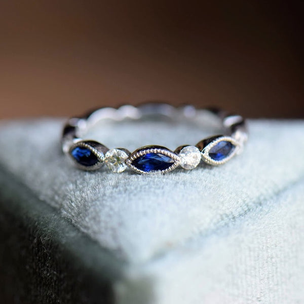 Marquise Sapphire and Diamond Band