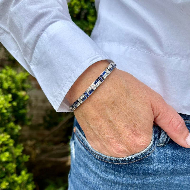 Antique Diamond and Sapphire Tennis Bracelet