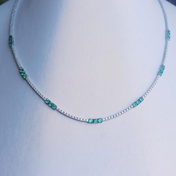 Diamond and Emerald Tennis Necklace