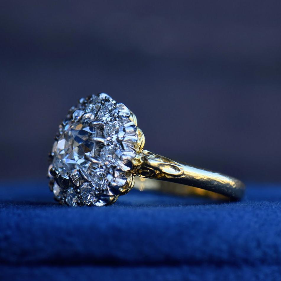 Victorian diamond halo ring