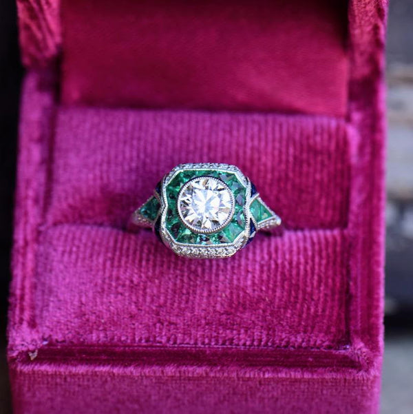 Diamond, Emerald and Sapphire Ring