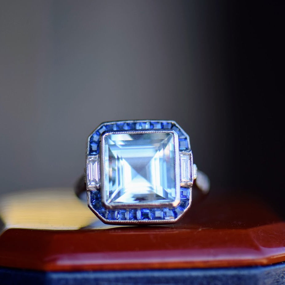 Aquamarine Sapphire and Diamond ring