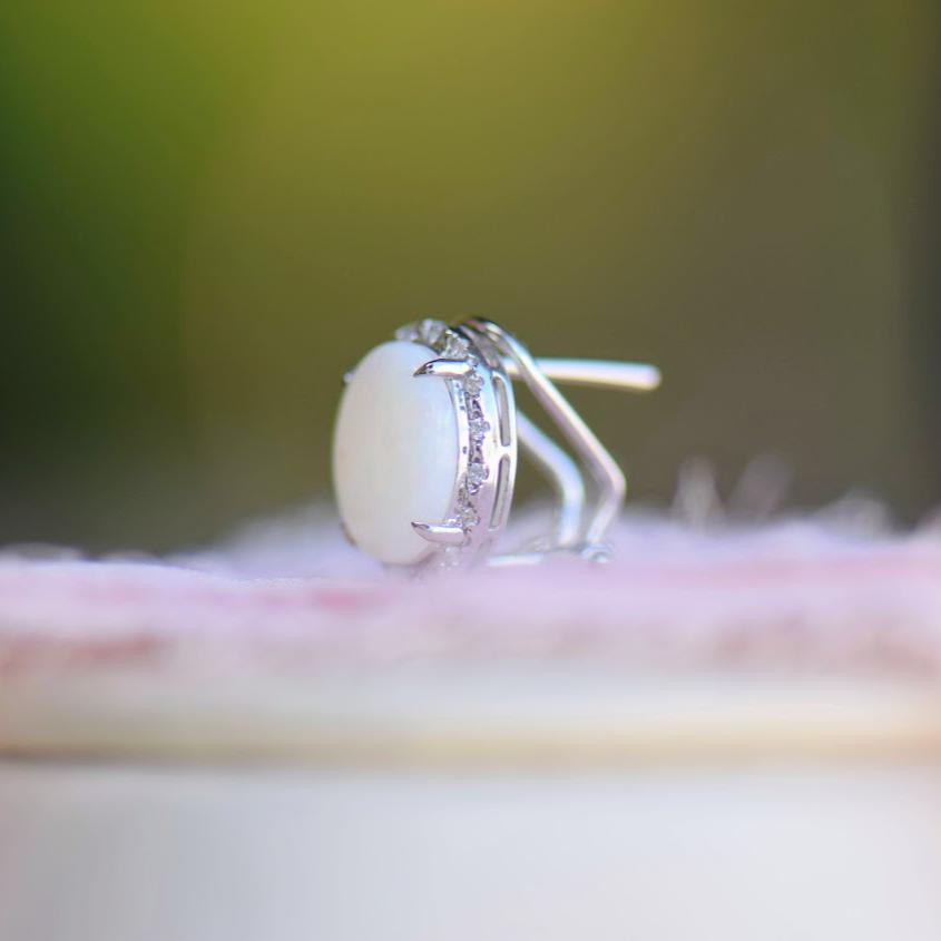 Opal and Diamond Halo Earrings