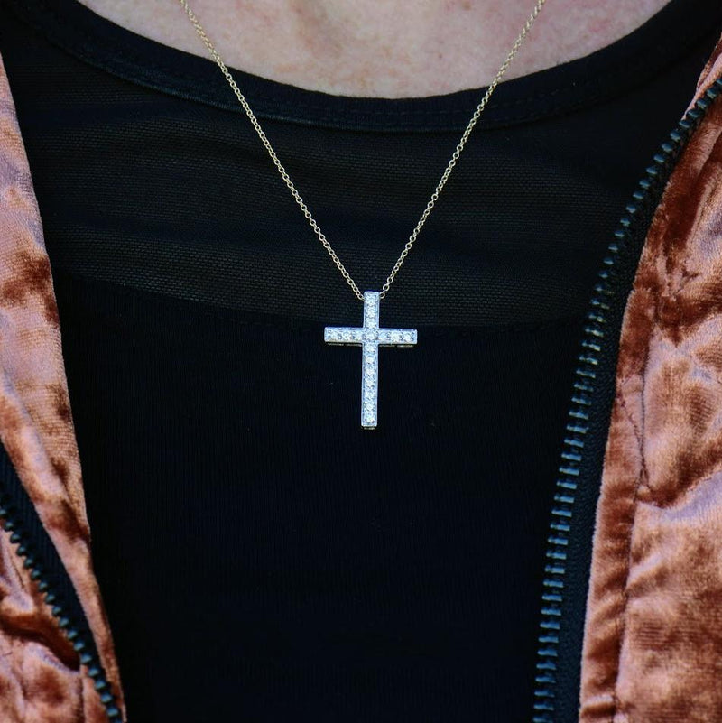 pave set diamond cross