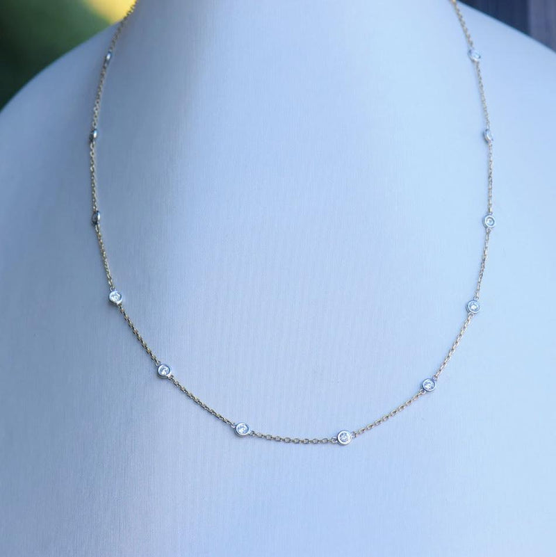 Mixed Metal Diamond Station Necklace