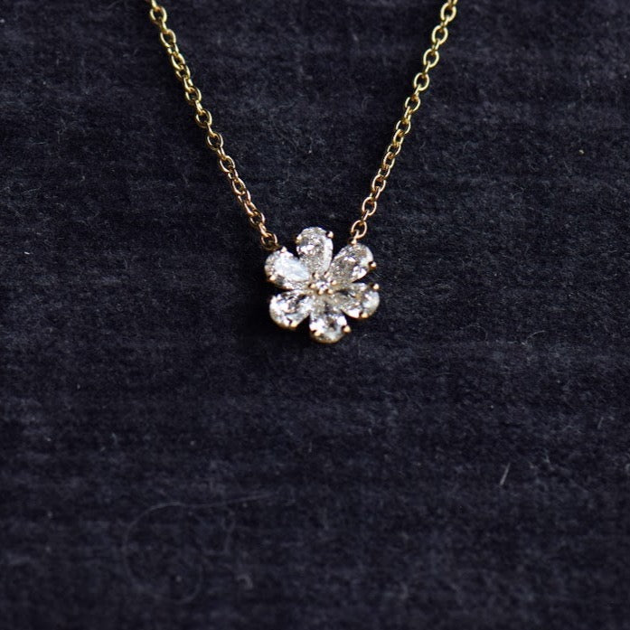 Yellow Gold Diamond Flower Pendant