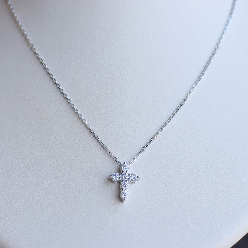 Classic White Gold Diamond Cross