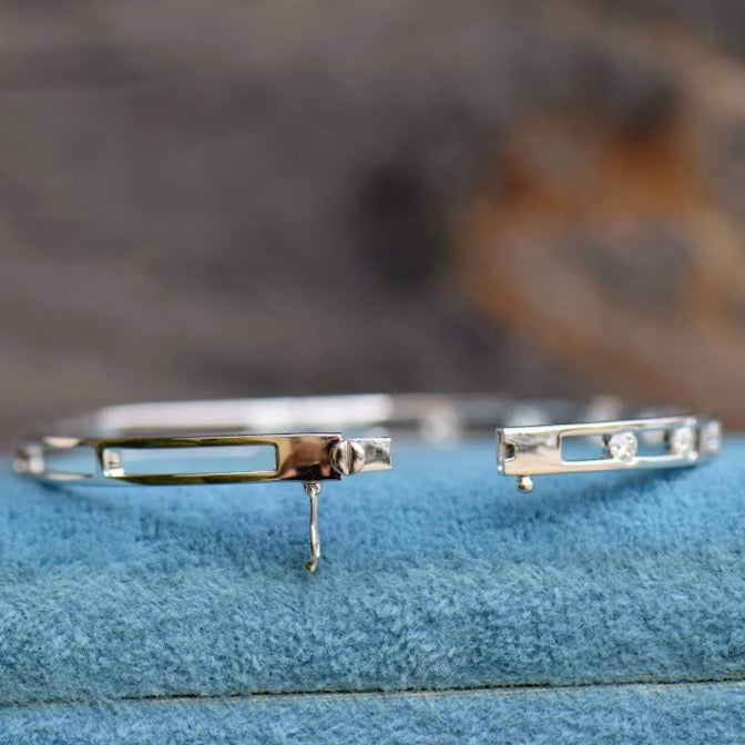 White Gold Diamond Station Bangle