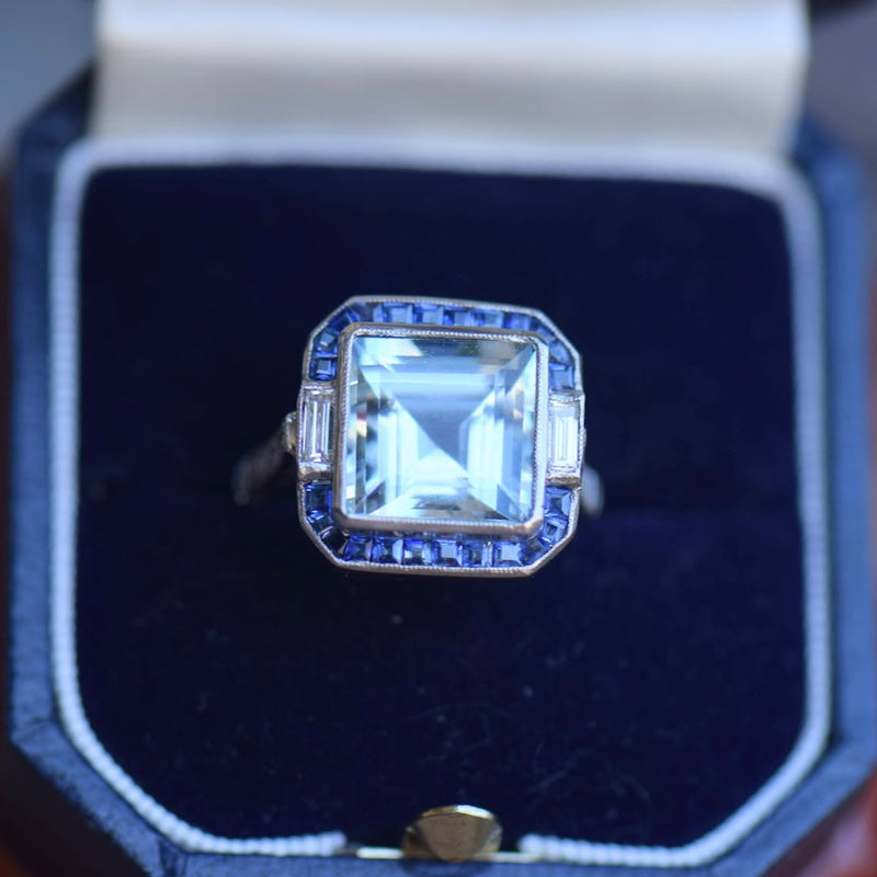 Aquamarine Sapphire and Diamond ring