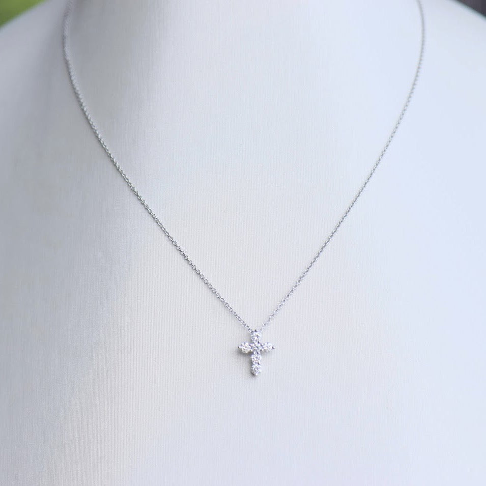 White Gold Diamond Cross Necklace