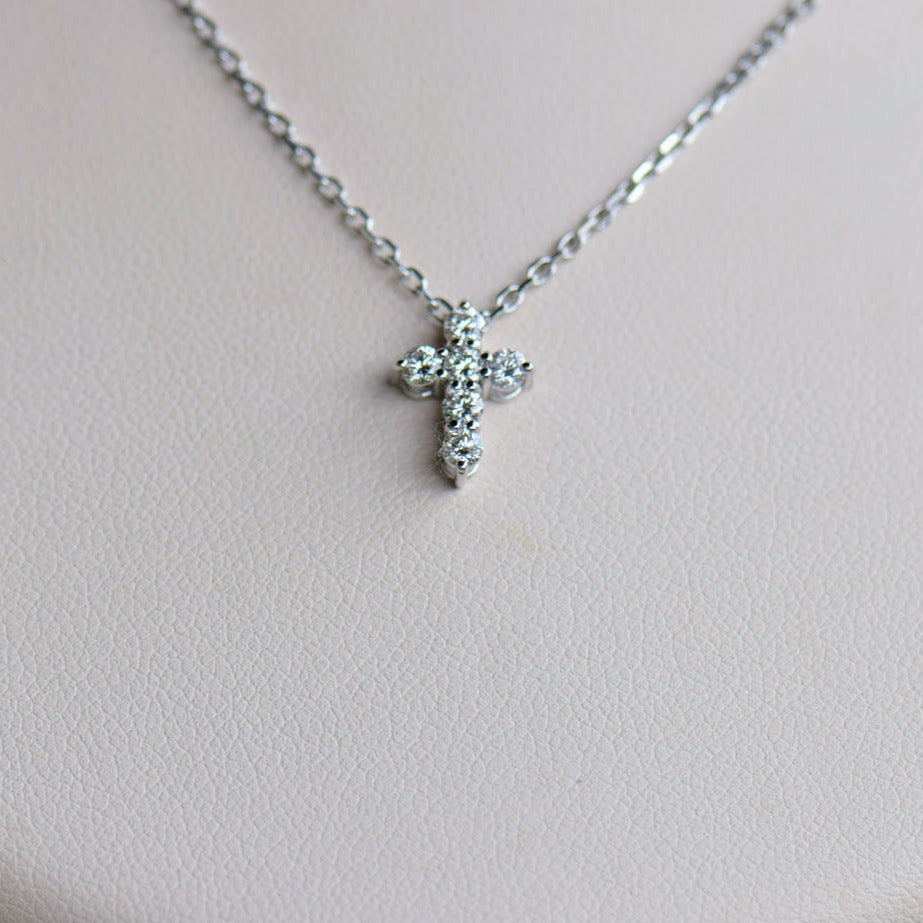 White Gold Small Diamond Cross