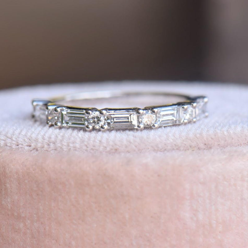 Round and Baguette Diamond Band