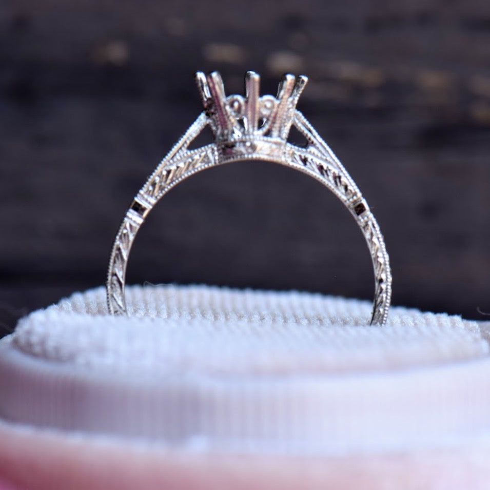 Antique Inspired Eight Prong Diamond Semi Mount