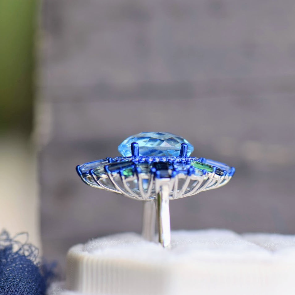 Blue Topaz and Blue Sapphire Ring