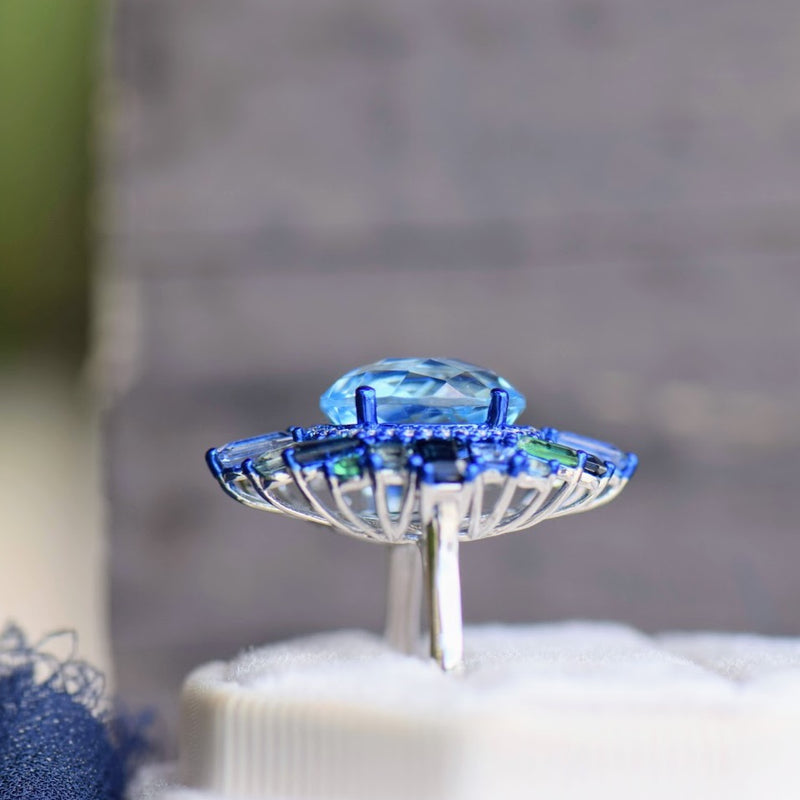 Blue Topaz and Blue Sapphire Ring